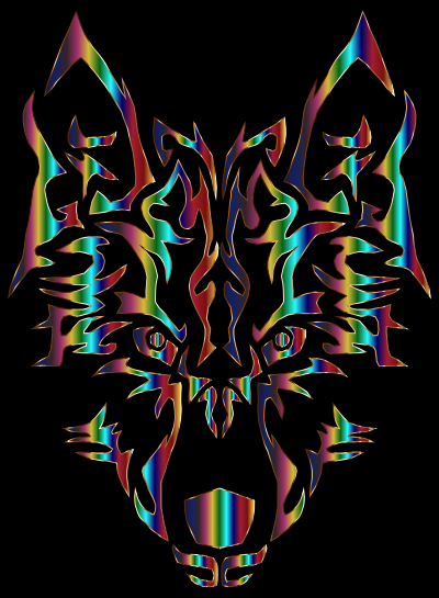 Chromatic Symmetric Tribal Wolf 3 clipart