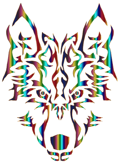 Chromatic Symmetric Tribal Wolf 3 No Background clipart