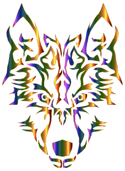 Chromatic Symmetric Tribal Wolf No Background clipart