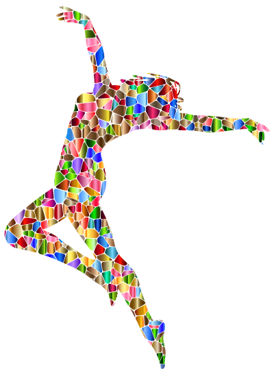 Chromatic Tiled Carefree Dancing Woman Silhouette clipart