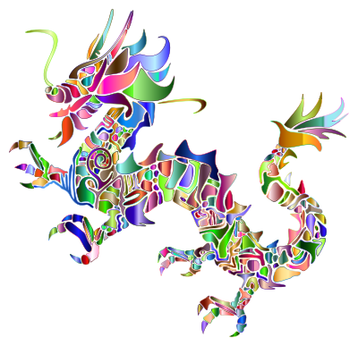 Chromatic Tribal Asian Dragon Silhouette 2 No Background clipart