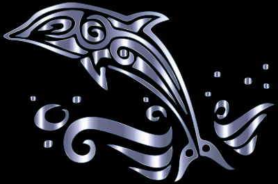 Chromatic Tribal Dolphin 13 clipart