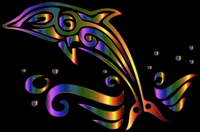 Chromatic Tribal Dolphin 2 clipart