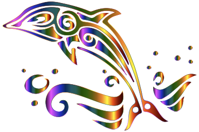 Chromatic Tribal Dolphin 2 No Background clipart