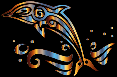 Chromatic Tribal Dolphin clipart