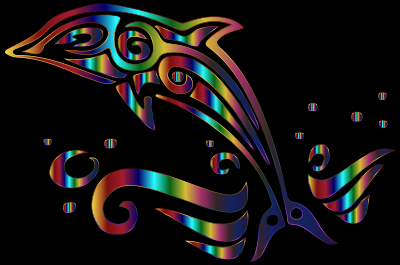 Chromatic Tribal Dolphin 3 clipart
