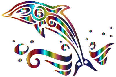 Chromatic Tribal Dolphin 3 No Background clipart