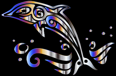 Chromatic Tribal Dolphin 4 clipart