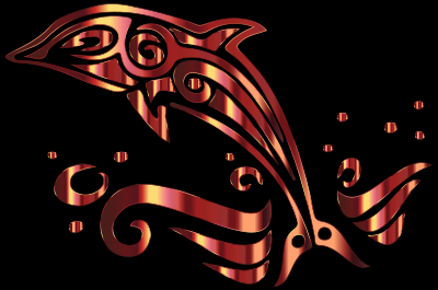 Chromatic Tribal Dolphin 5 clipart