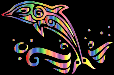 Chromatic Tribal Dolphin 6 clipart