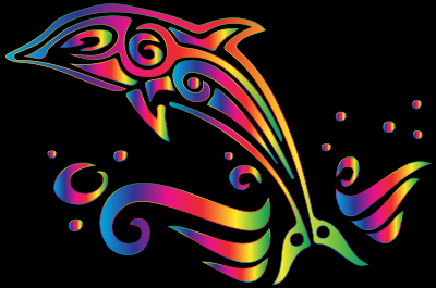 Chromatic Tribal Dolphin 7 clipart