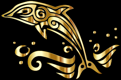 Chromatic Tribal Dolphin 8 clipart