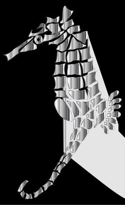 Chrome Stylized Seahorse Silhouette clipart