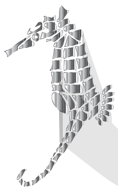 Chrome Stylized Seahorse Silhouette No Background clipart