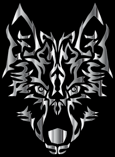 Chrome Symmetric Tribal Wolf clipart