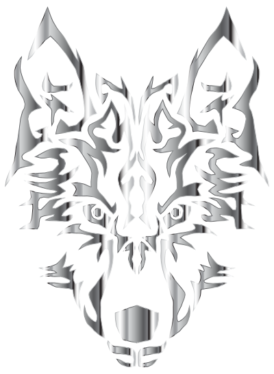 Chrome Symmetric Tribal Wolf No Background clipart