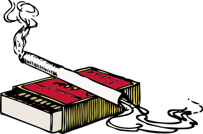 Cigarette and matchbox clipart