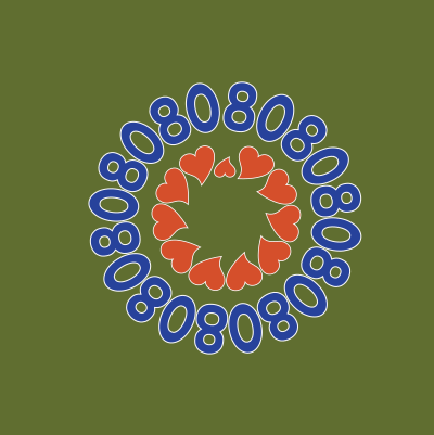 Circle of 80s and hearts clipart