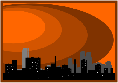 Città al tramonto. City at sunset. clipart