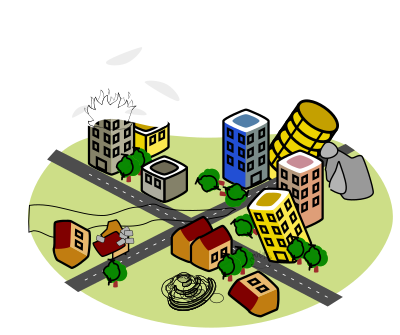City after earthquake clipart