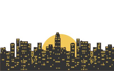 City at sunset clipart