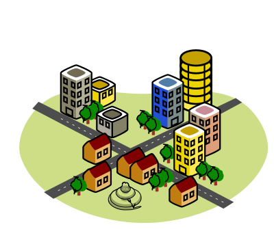 City before earthquake/disaster clipart