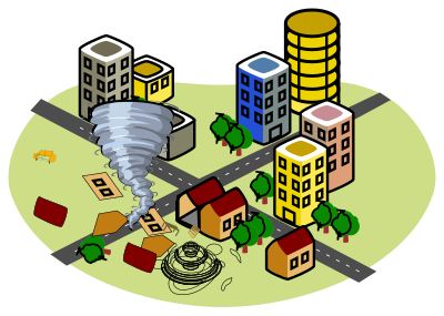 City with a tornado clipart