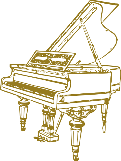Classic grand piano gold clipart