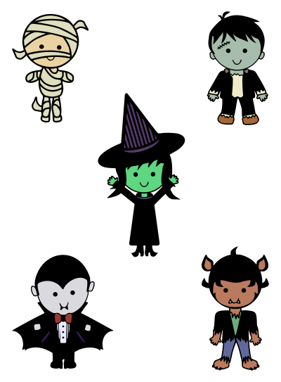 Classic Halloween Monsters - Colour clipart