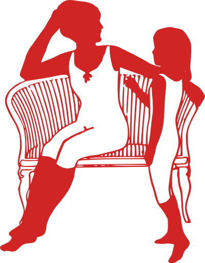 Classic Red Mother and Daughter Siting clipart