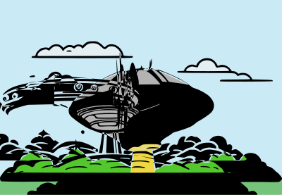 Classic UFO Scene clipart