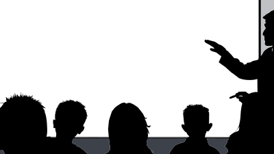 Classroom Silhouette 16:9 (HD) with transparent blackboard clipart
