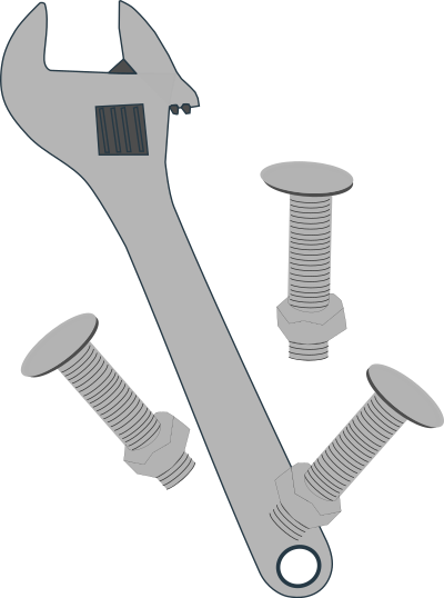 Clé anglaise et boulons poéliers clipart