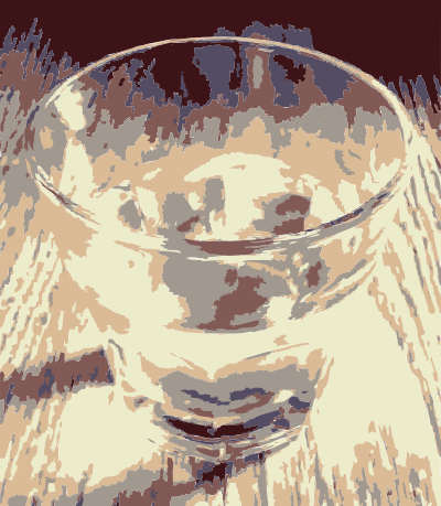 Clear glass half full on wood grain clipart