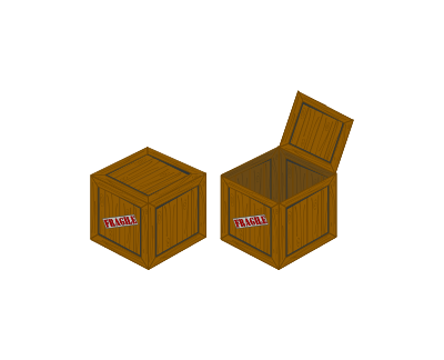 Closed and open perspective crate clipart