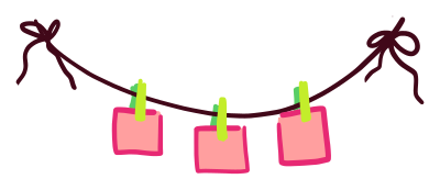 Clothesline with Paper Held by Clothespins Doodle clipart