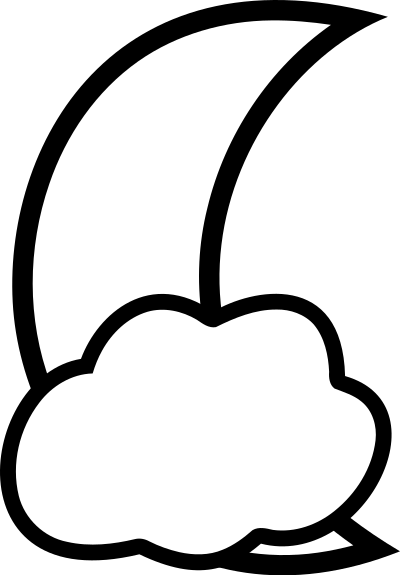 Cloud Covered Moon Outline clipart