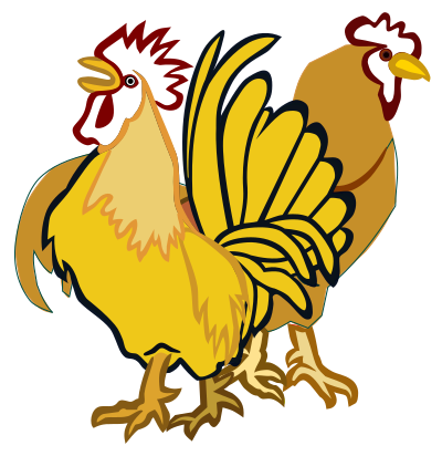 Cocks - coloured clipart