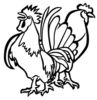 Cocks - lineart clipart
