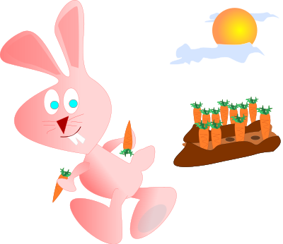 Coelho e as cenouras clipart
