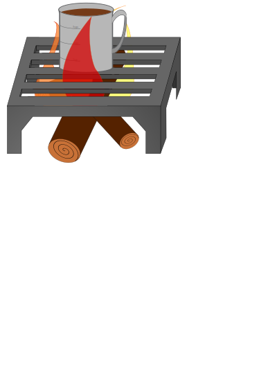Coffee cup over fire grate clipart
