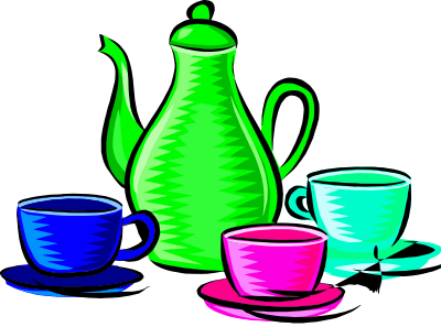 Coffee pot and cups (colour 2) clipart