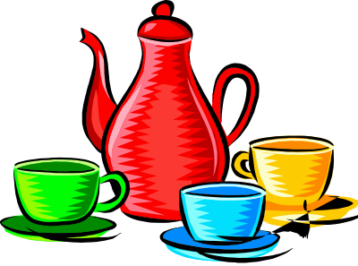 Coffee pot and cups (colour) clipart