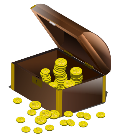 Coins in a Treasure Chest clipart