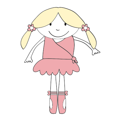 Colored Ballerina Girl Line Art clipart