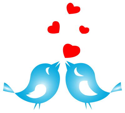 Colored Love Birds With Hearts clipart