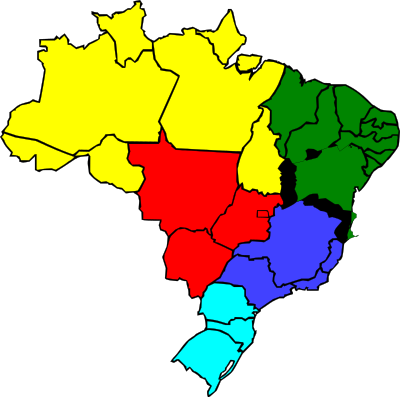 Colored map of Brazil clipart
