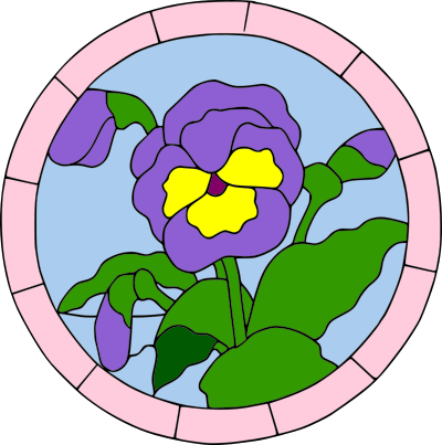 Colored Pansy Stained Glass clipart