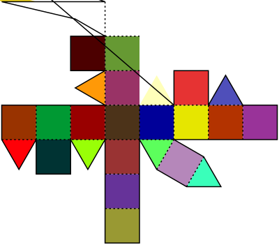 Colored Rhombicuboctahedron Net clipart