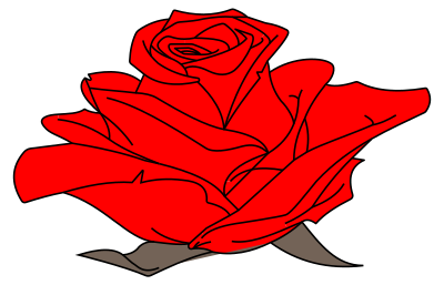 Colored Rose Line Art clipart